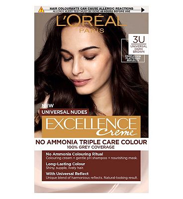 LOral Paris Excellence Crme Universal Nudes Ammonia Free Permanent Hair Dye, 3U Universal Dark Brown