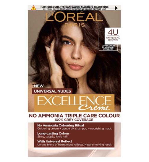 L’Oréal Paris Excellence Crème Universal Nudes Ammonia Free Permanent Hair Dye, 4U Universal Brown