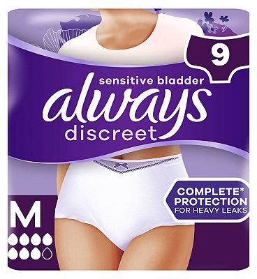 Discreet Boutique Underwear Incontinence Pants Plus Medium Black - 54 Pants  (6 Pack Bundle)