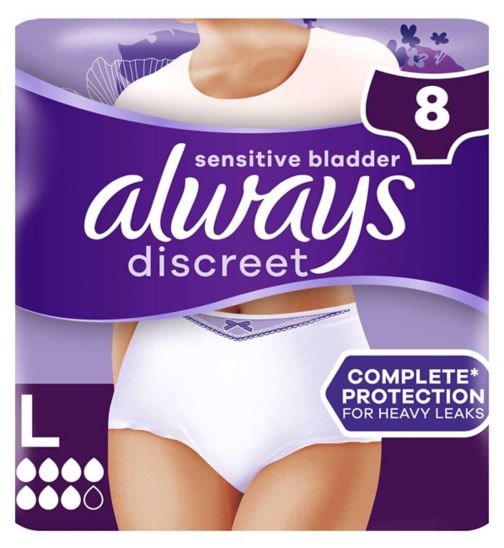 Always Discreet Underwear Incontinence Pants Women Plus L X8