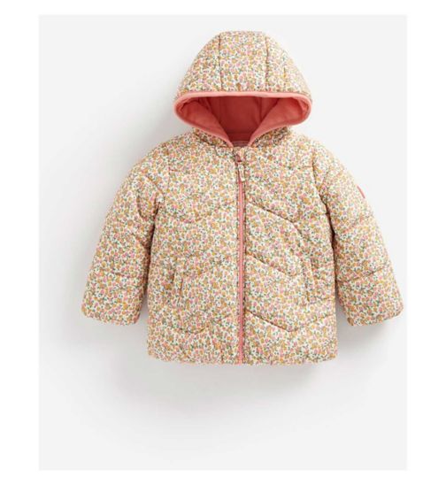 Ditsy Floral Fleece-Lined Padded Jacket