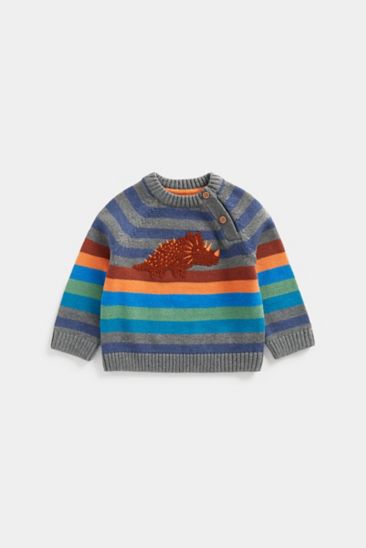 Striped Dino Knitted Jumper