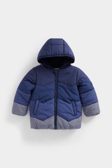 Blue Ombre Fleece-Lined Padded Jacket