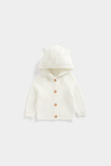 Ecru Organic-Cotton Knitted Cardigan