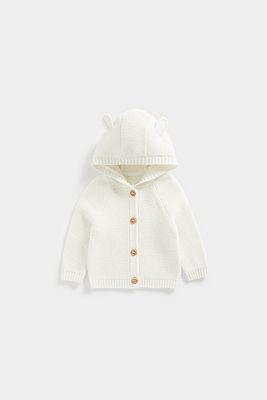 Ecru Organic-Cotton Knitted Cardigan Up to 10 lbs