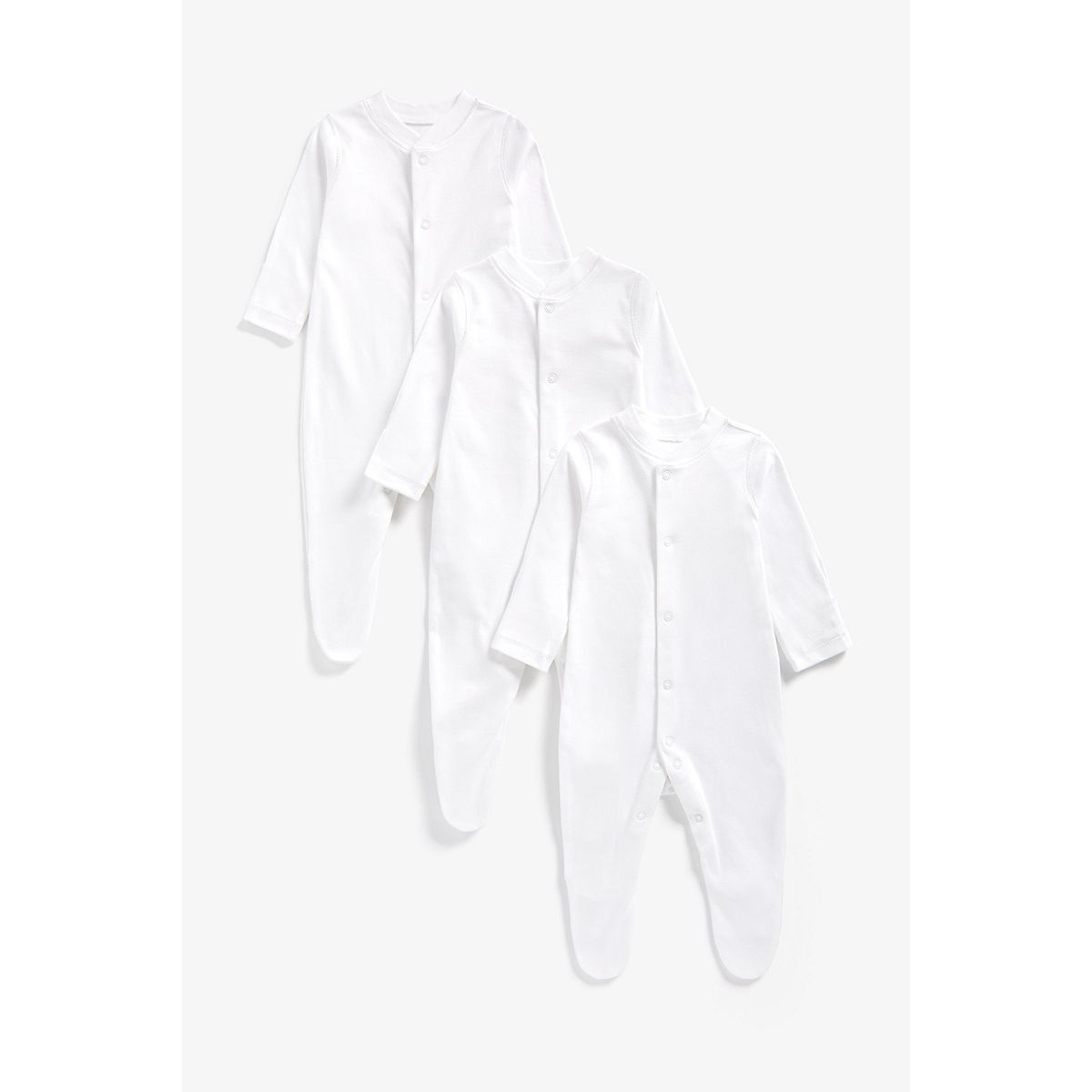 Mothercare White Sleepsuits - 3 Pack Multicolor