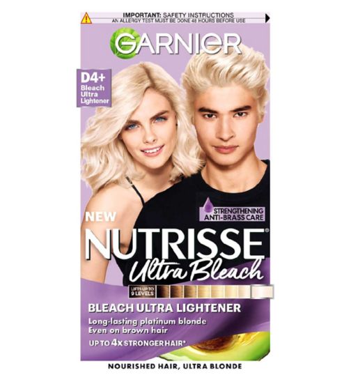 Garnier Nutrisse Ultra Color + Bleach Intense Platinum Permanent Hair Dye, 9-level lift, Anti-Brass Purple Conditioner