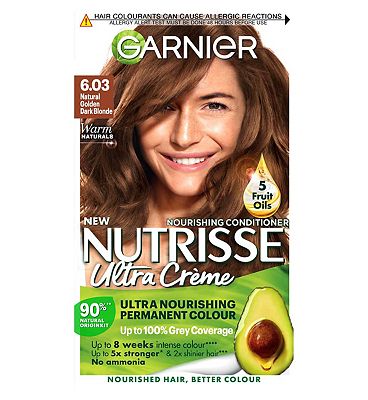 Garnier Nutrisse Creme Blonde Hair Dye Permanent Nourishing Hair Mask Conditioner- 6.03 Natural Gold