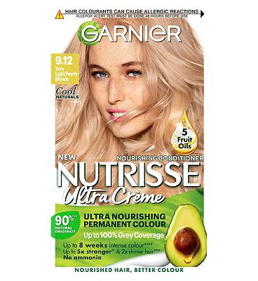 Garnier Nutrisse Creme Blonde Hair Dye Permanent Nourishing Hair Mask Conditioner- 9.12 Very Light P
