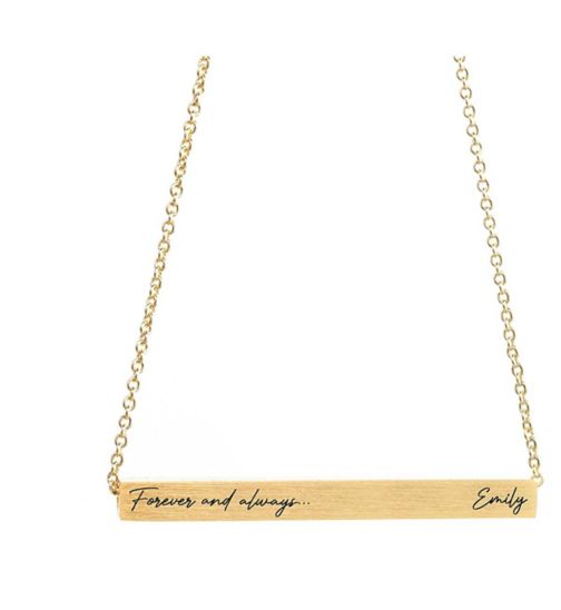 Treat Republic Personalised Forever And Always Horizontal Bar Necklace Gold