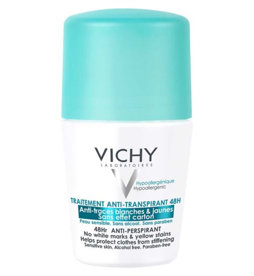 Vichy 48HR 'No Trace' Roll-On Anti-Perspirant for sensitive skin 50ml