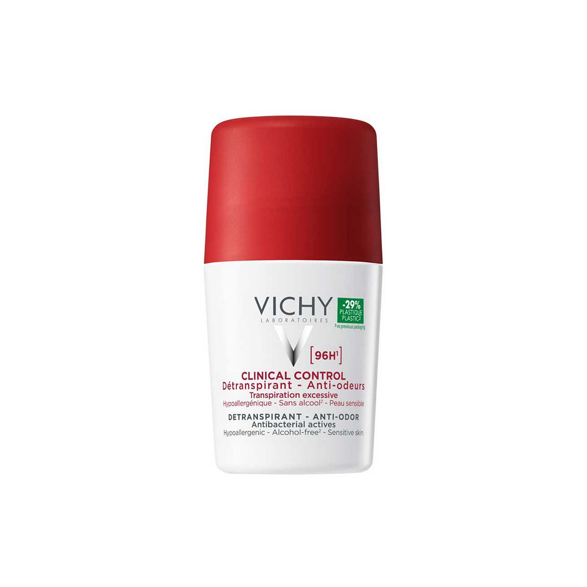 Vichy Deodorant 96H Clinical Control Anti-Perspirant Roll-On, Hypoallergenic, Suitable For Sensitive Skin 50Ml
