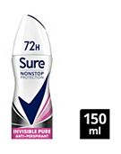 Sure Women Nonstop Protection Anti-Perspirant Aerosol Invisible Pure 150ml