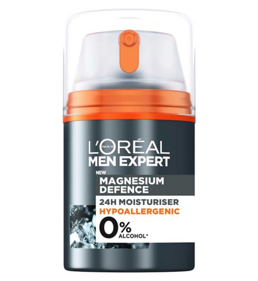 L'Oreal Men Expert Sensitive Skin Moisturiser Magnesium Defence Hypoallergenic 24H Daily Mens Moisturiser 50ml
