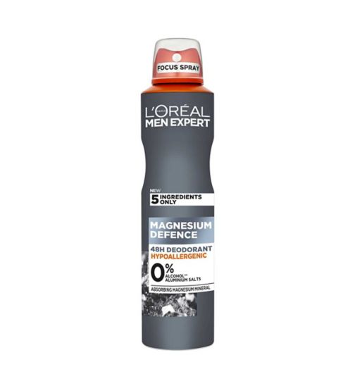 L'Oreal Men Expert Hypoallergenic Deodorant Magnesium Defence Hypoallergenic 48 Hour Protection Mens Deodorant 250ml