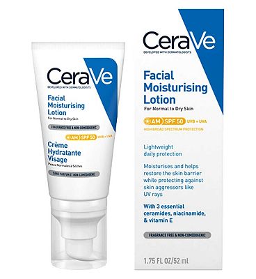 CeraVe AM Facial Moisturising Lotion SPF 50 for Normal to Dry Skin 52ml