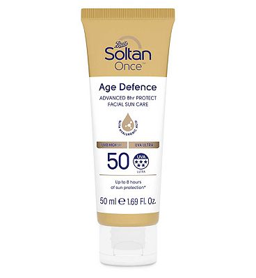 Soltan Once Age Defence Advanced 8hr Protect Facial Suncare Cream with Hyaluronic Acid SPF50 50ml
