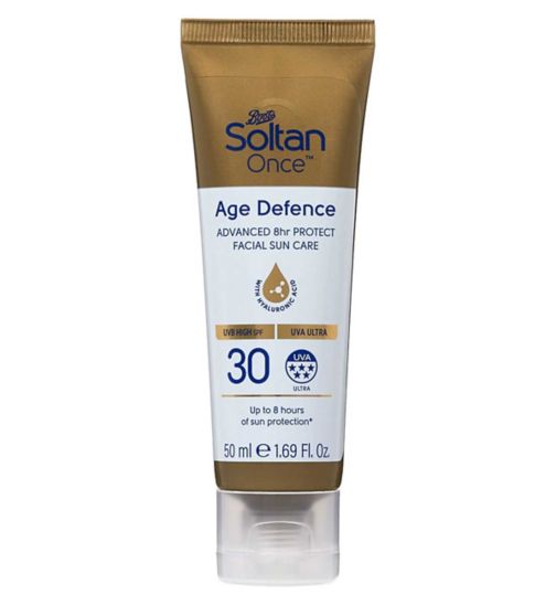 Soltan Age Defence Advanced 8hr Protect Facial Suncare Cream Hyaluronic Acid SPF30 50ml