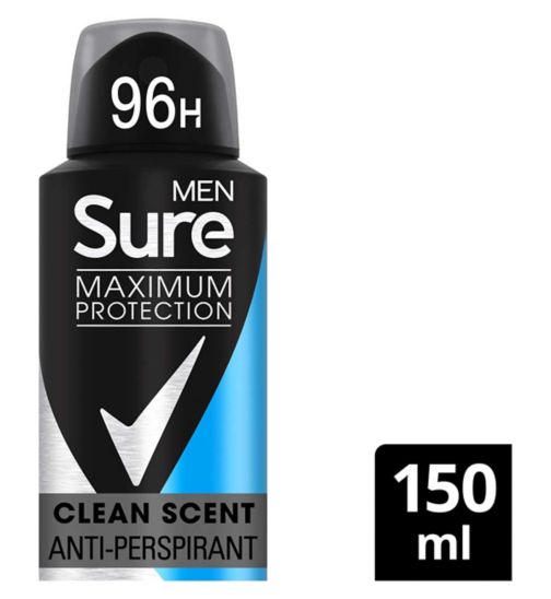 Sure Men Maximum Protection Clean Scent Anti-perspirant Deodorant Aerosol 150 ml
