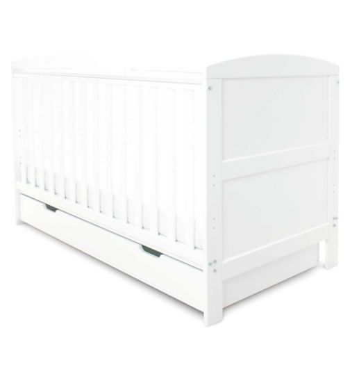 Ickle Bubba Coleby Classic Cot Bed, Under Drawer and Sprung Mattress - White