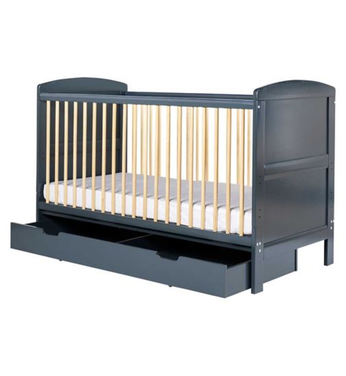 Ickle Bubba Coleby Classic Cot Bed, Under Drawer and Sprung Mattress - Scandi Grey