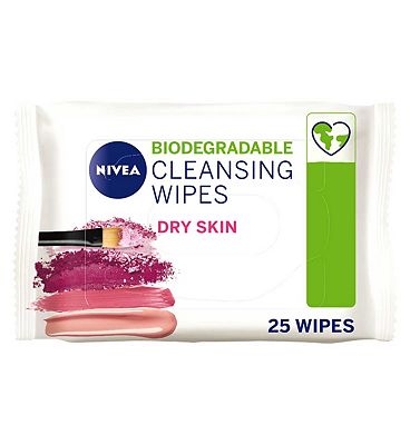 NIVEA Biodegradable 3in1 Caring Cleansing Wipes for Dry Skin, 25pcs