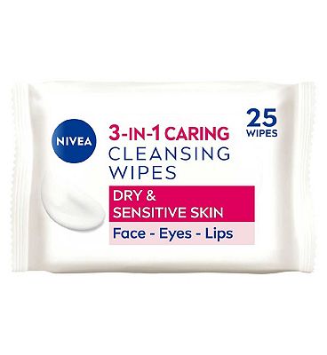 NIVEA Biodegradable 3in1 Caring Cleansing Wipes for Dry Skin, 25pcs