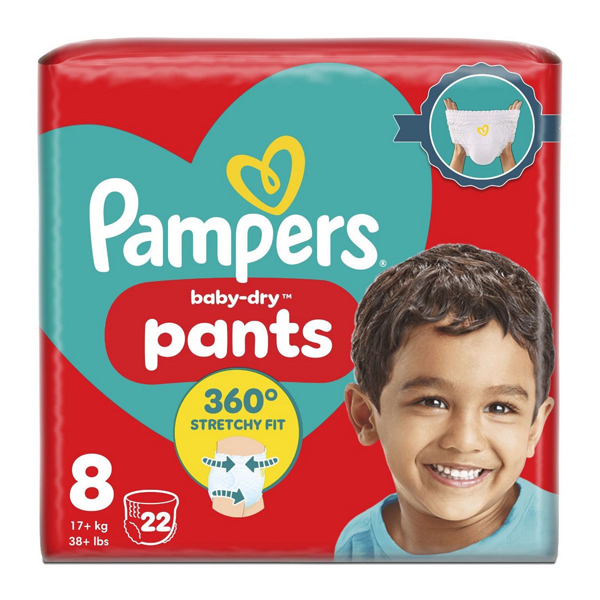 Pampers Baby-Dry Nappy Pants Size 8, 22 Nappies, 19Kg+