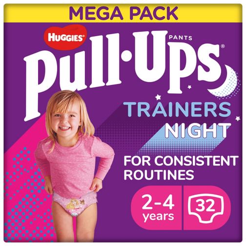 Huggies Pull-Ups Trainer Nappy Pants Night Girl Size 2-4 Years 32s