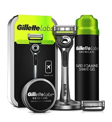 Gillette Labs Razor with Exfoliating Bar Starter Set including Travel Case and Moisturiser