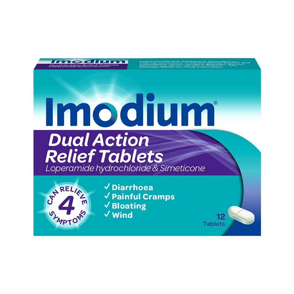 Imodium Dual Action Relief Tablets - 12