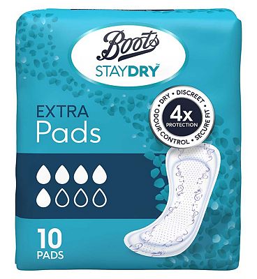 Boots Pharmaceuticals Staydry Extra Pads - 10 Pads 