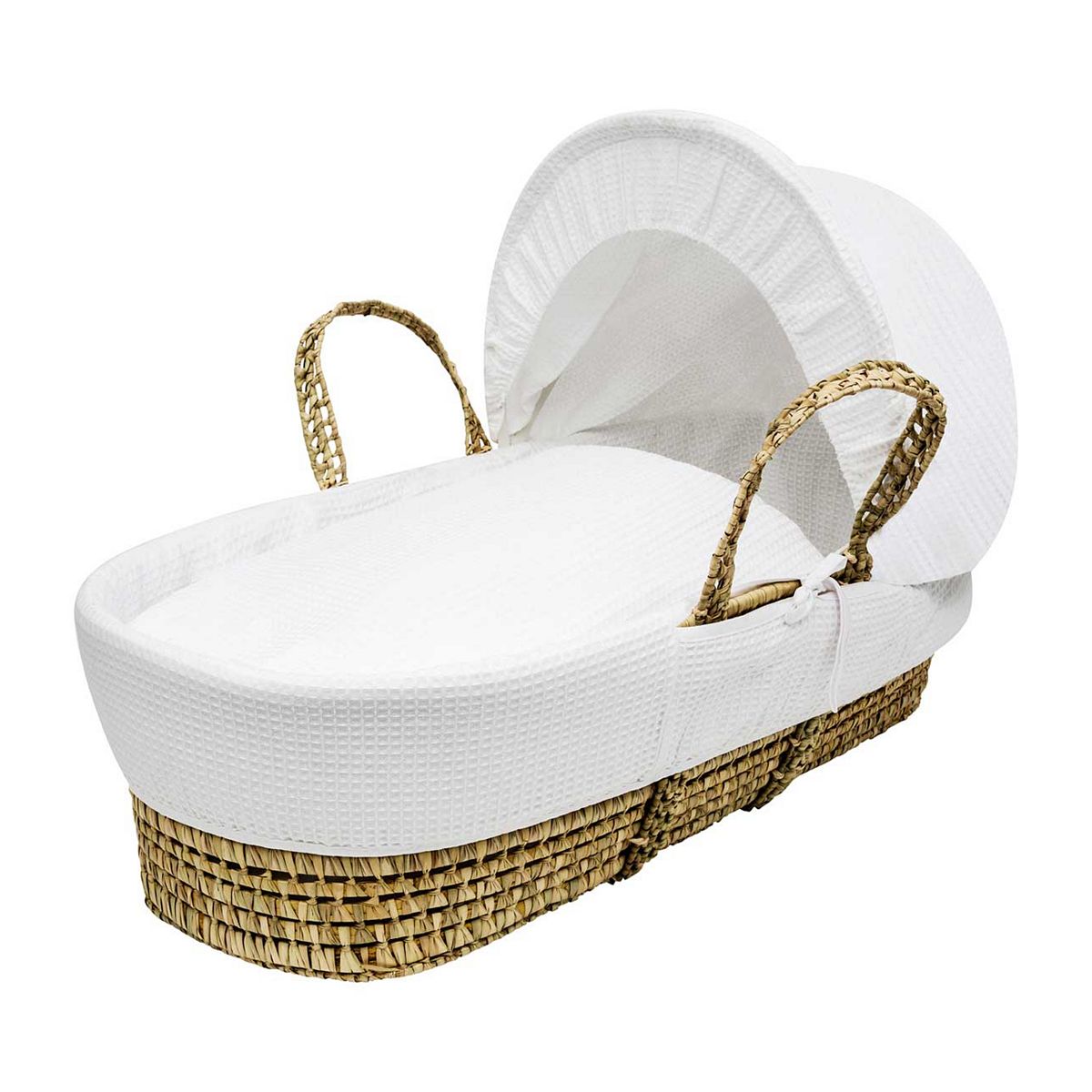 Kinder Valley White Waffle Palm Moses Basket And Opal Folding Stand