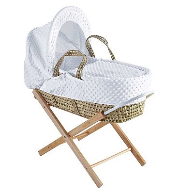 White moses basket with hot sale stand