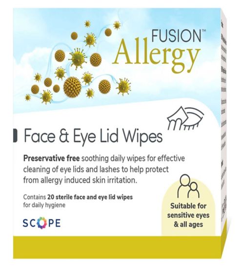 Fusion Allergy Face and Eye Lid Wipes 20s