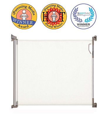 DreamBaby Retractable Relocatable Mesh Safety Gate - White (Fits Gaps 0-140cm) Hardware Mounted