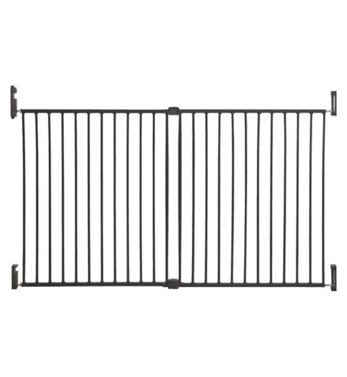 DreamBaby Broadway Metal 2 - Panel Extending Gro - Gate Xtra - Wide (Fits Gaps 76 - 134.5cm) - Charcoal - Hardware Mounted