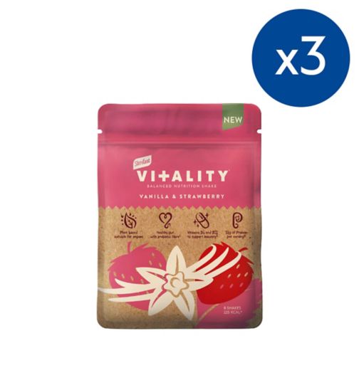 SlimFast Vitality Vanilla & Strawberry Shake Powder 480g;SlimFast Vitality Vanilla & Strawberry Shake Powder 480g;SlimFast Vitality Vanilla & Strawberry Shake Powder 480g x 3