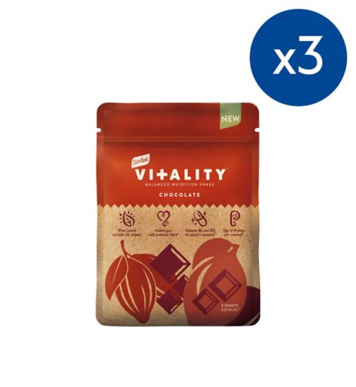SlimFast Vitality Chocolate Shake Powder 480g;SlimFast Vitality Chocolate Shake Powder 480g x 3;Slimfast Vitality shake powder choc 480g
