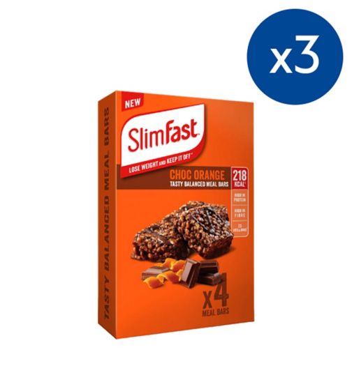 SlimFast Chocolate Orange Meal Bar (4 x 60g bars) x 3;SlimFast Chocolate Orange Meal Bar x 4 bars (4 x 60g);Slimfast meal rplcmnt br chc orng 60g 4s