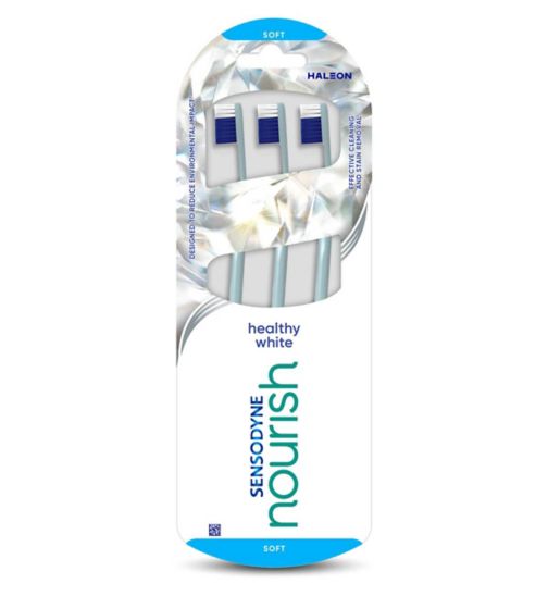 Sensodyne Nourish Healthy White Toothbrush, Gentle on Sensitive Teeth, 3 Pack