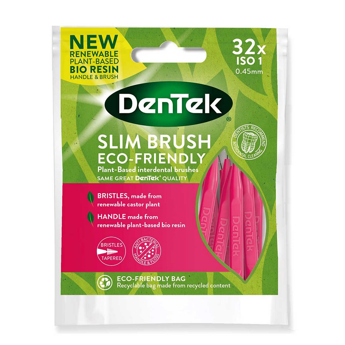 Dentek Eco-Friendly Slim Brush Iso1 Pink 32S