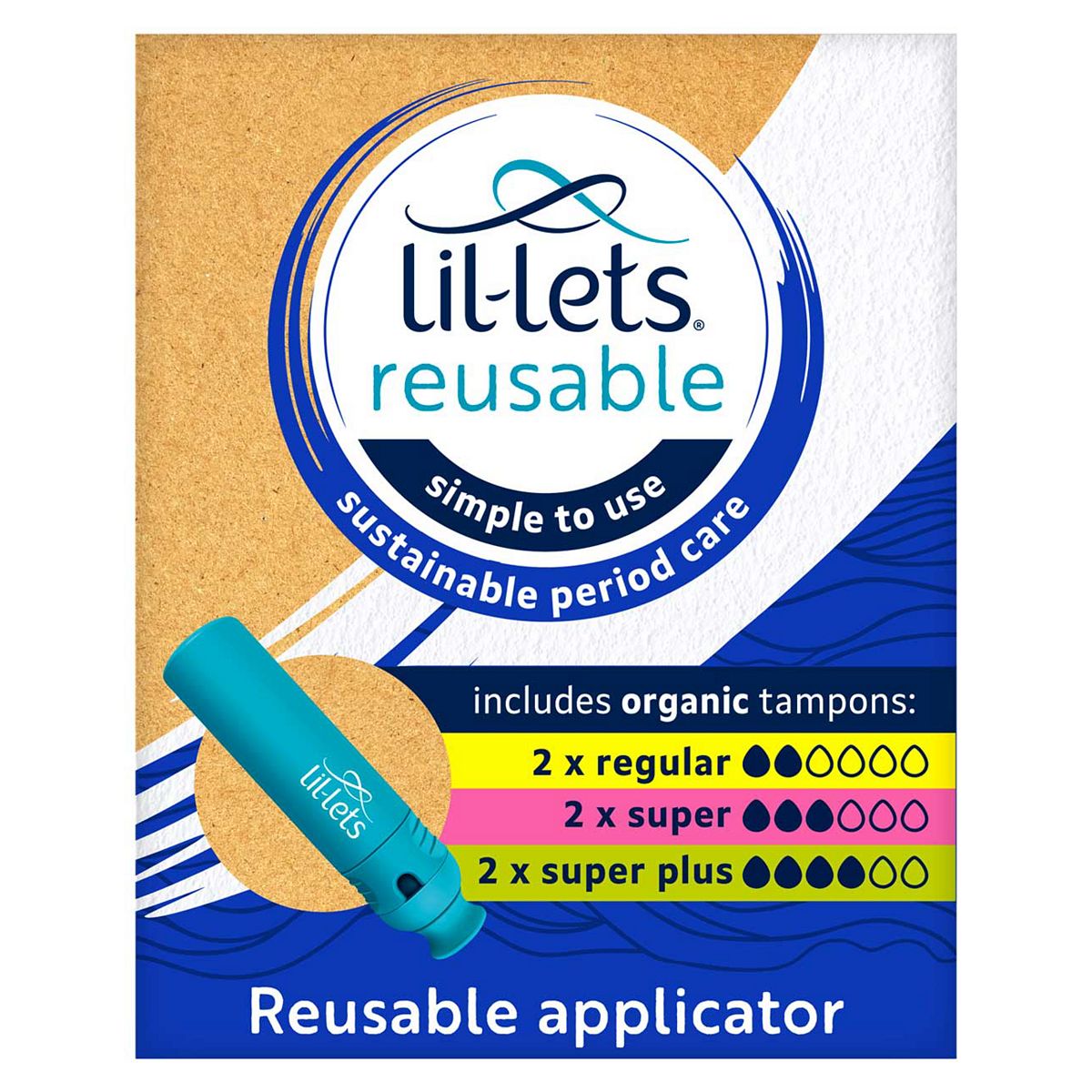 Lil-Lets Reusable Tampon Applicator With 6 Organic Tampons