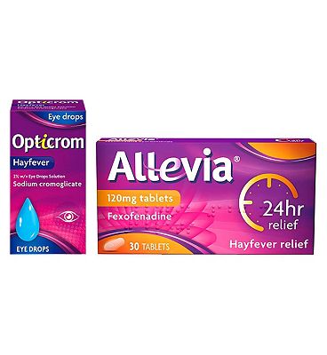 Hayfever Relief Bundle Allevia 120mg Tablets X 30 And Opticrom Hayfever Eye Drops 10ml