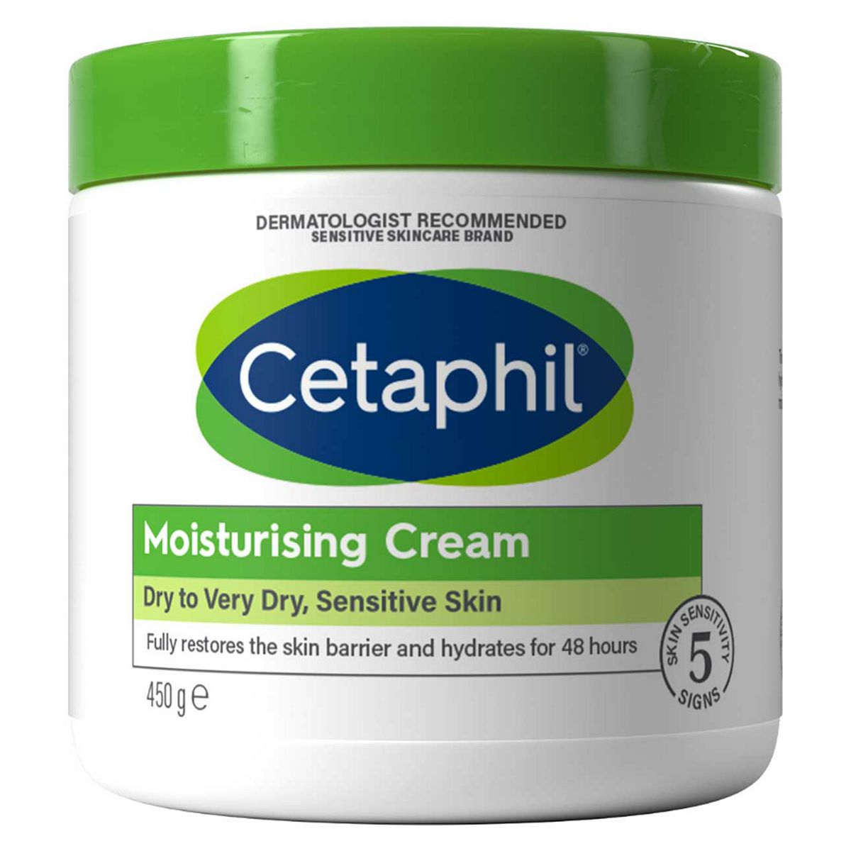 Cetaphil Moisturising Cream, Rich Face & Body Moisturiser For Dry Sensitive Skin 450g