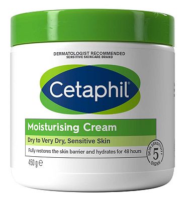 Cetaphil Moisturising Cream, Rich Face & Body Moisturiser for Dry Sensitive Skin 450g