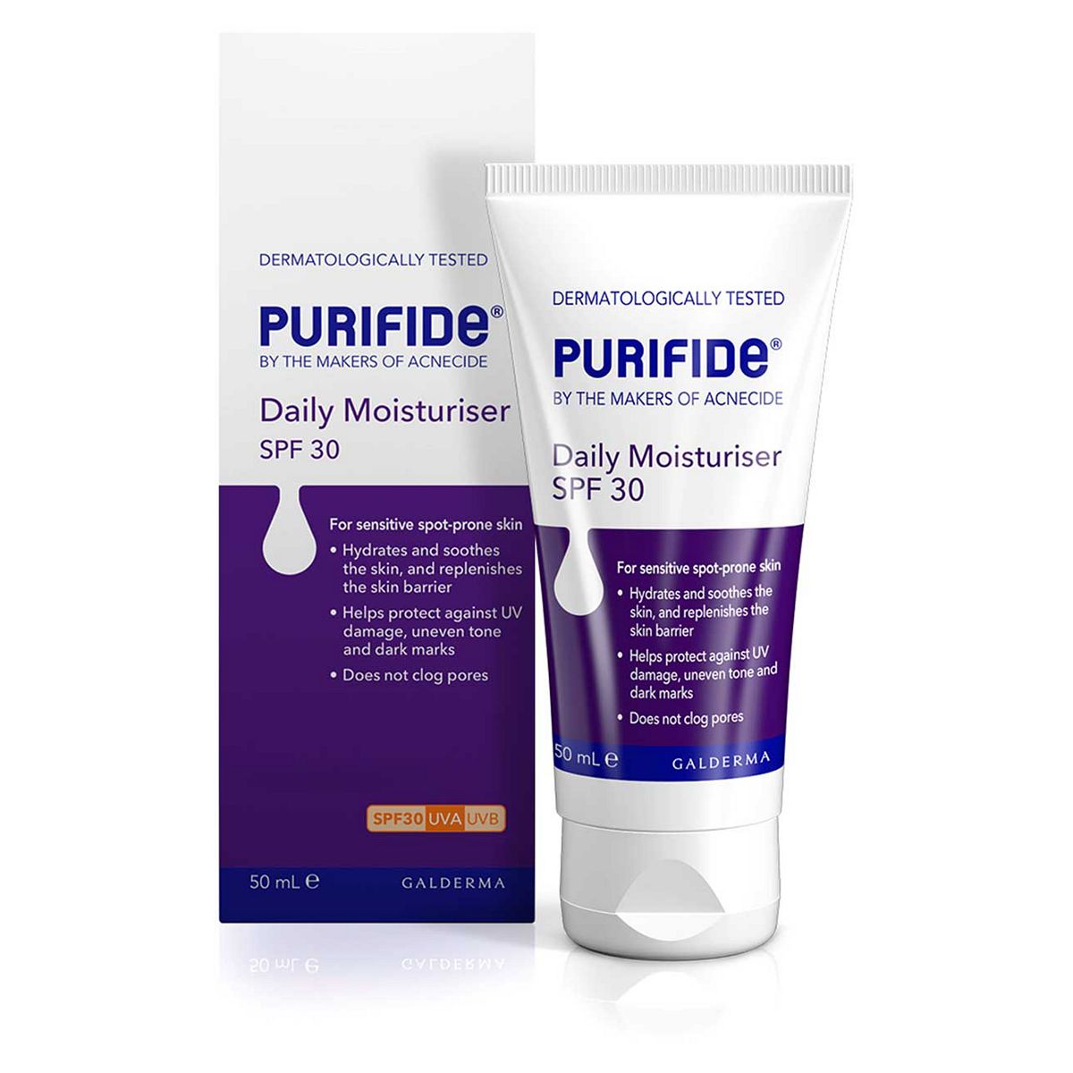 Acnecide Purifide By Daily Moisturiser Uva + Uvb Spf 30 24 Hour Hydration 50ml