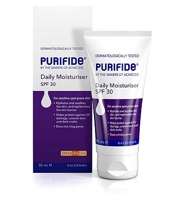 Purifide by Acnecide Daily Moisturiser UVA + UVB SPF 30, 24 Hour Hydration 50ml