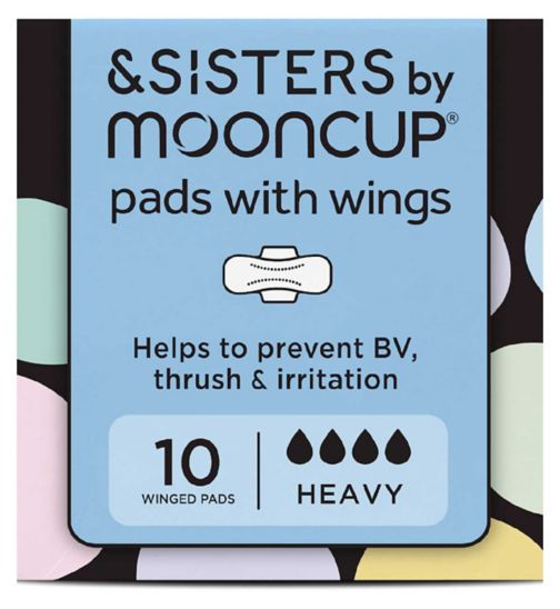 &SISTERS by Mooncup, Organic Cotton Pads, Heavy, 10 pack, Bleach-Free