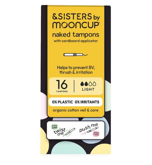 &SISTERS by Mooncup Bleach-Free Eco-applicator Light Tampons, 16 pack, Organic